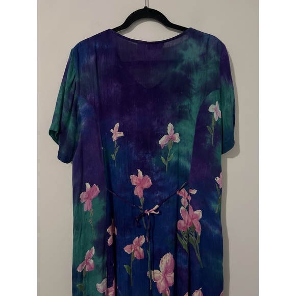 La Cera Dress Women’s Large Multi Floral Watercolor Button Front Fairy Boho Vtg - Picture 7 of 15